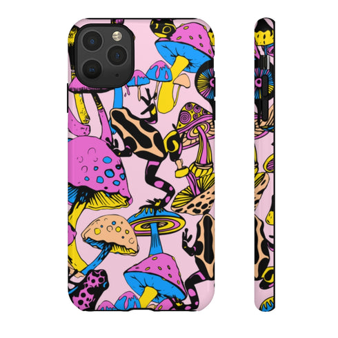 Magic Mushrooms and Frogs Phone Case in Pastel